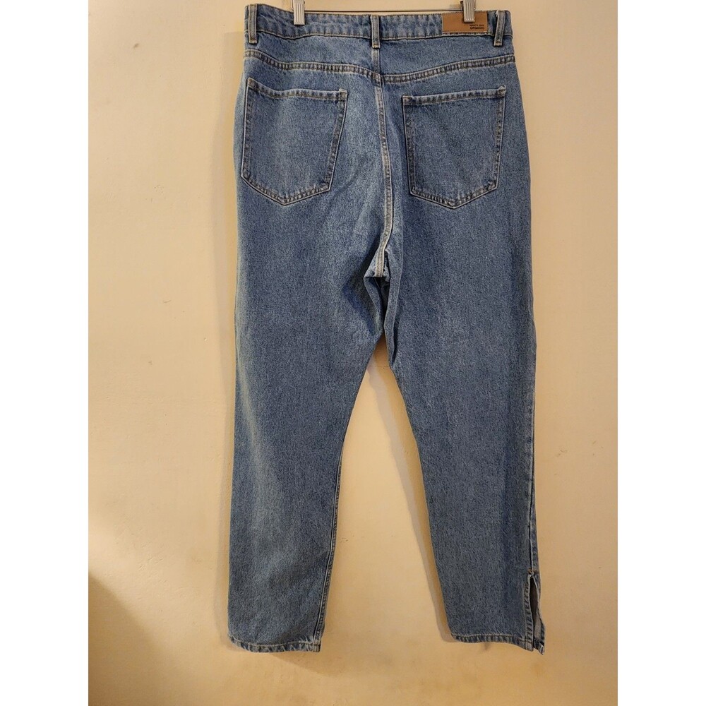 Nasty Gal Size US 12 Organic Blue Denim‎ Split Hem High Rise Mom Jeans NWT - Picture 4 of 11